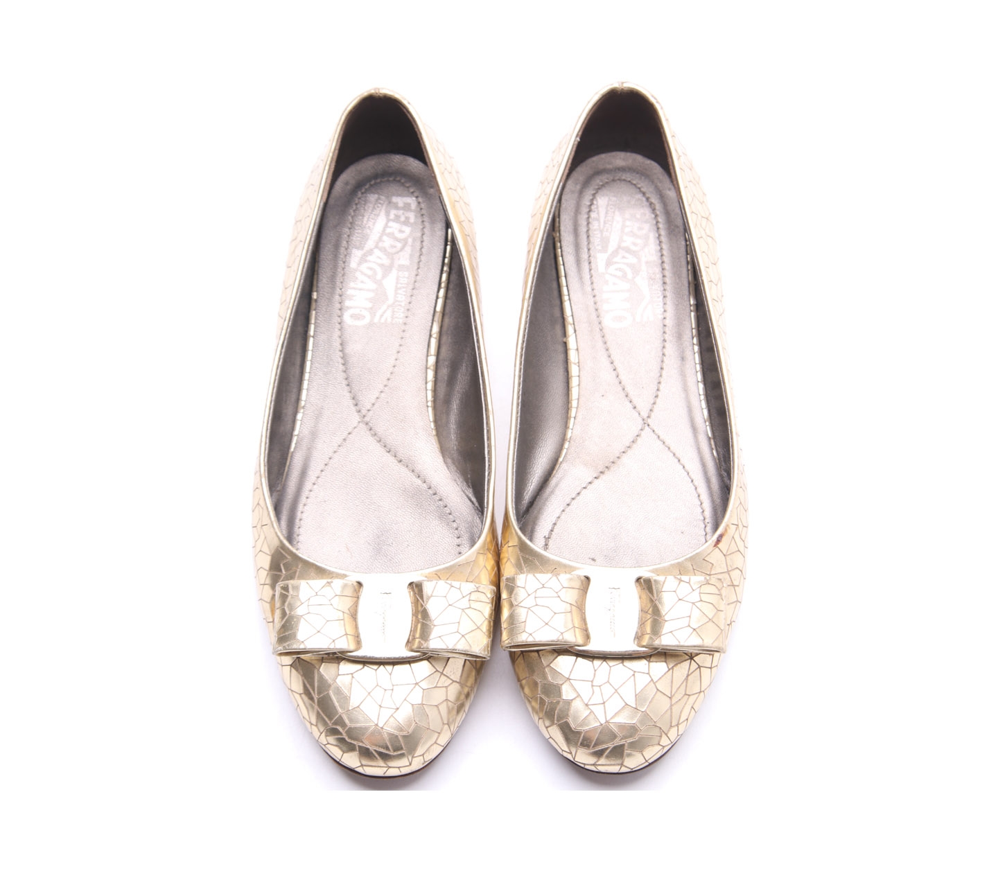 Salvatore Ferragamo Gold Flats