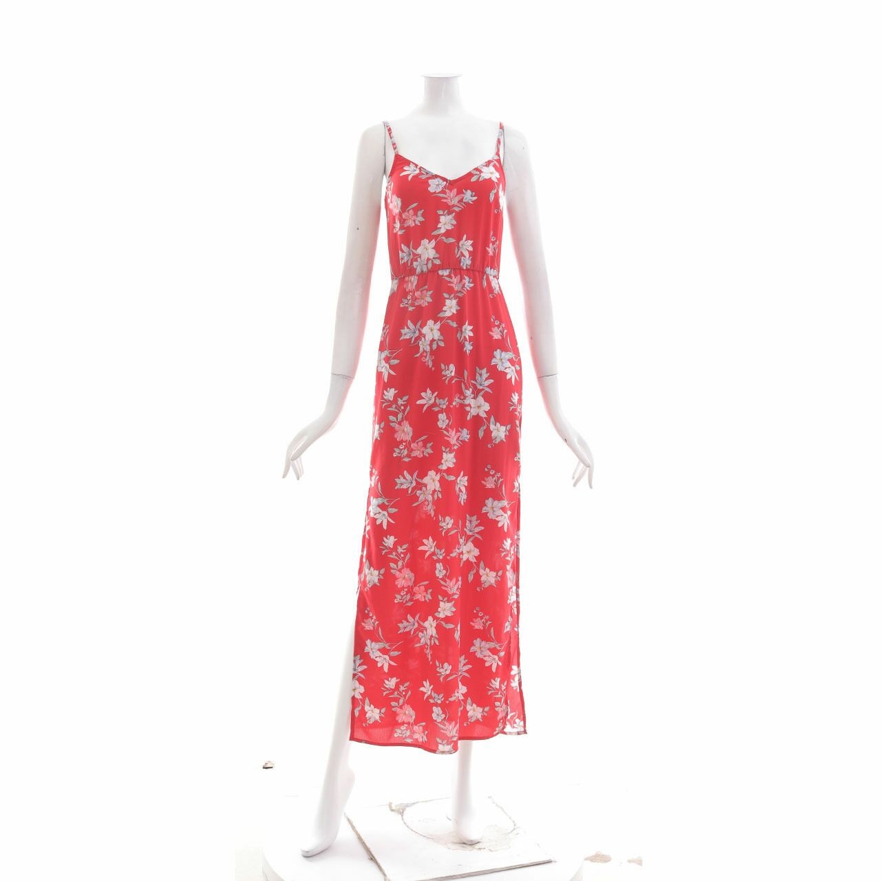 H&M Red Floral With Slit Long Dress