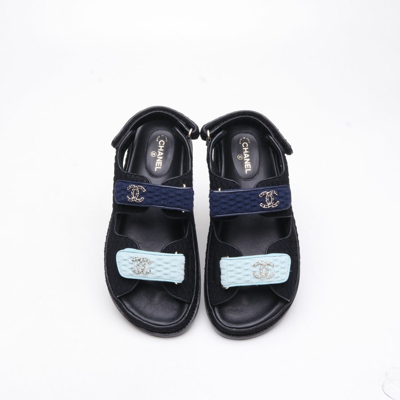 Chanel Dad Sandals Tweed Tricolor 38c