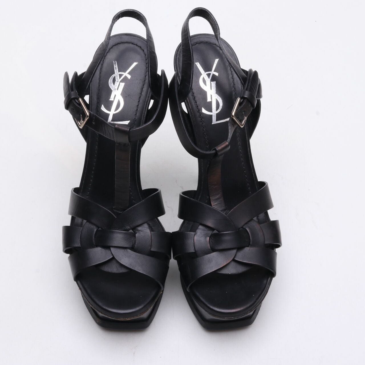 Saint Laurent Calf Black Tribute 105 Platform Sandals Heels	