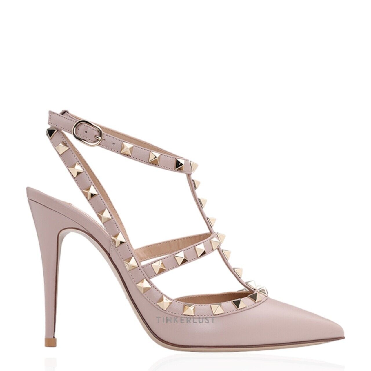 Valentino Rockstud Heels 10cm in Nude Poudre Calf Heels