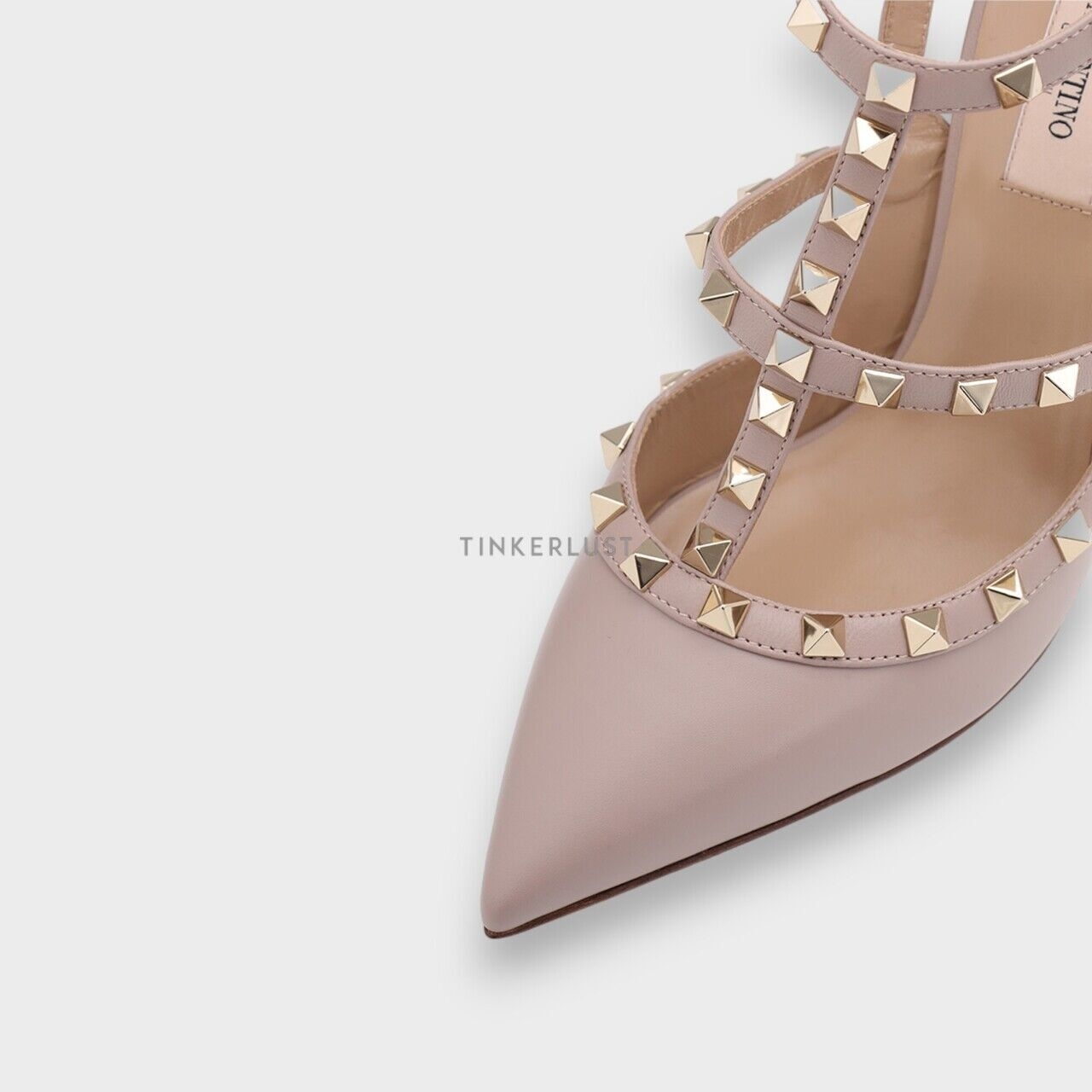 Valentino Rockstud Heels 10cm in Nude Poudre Calf Heels