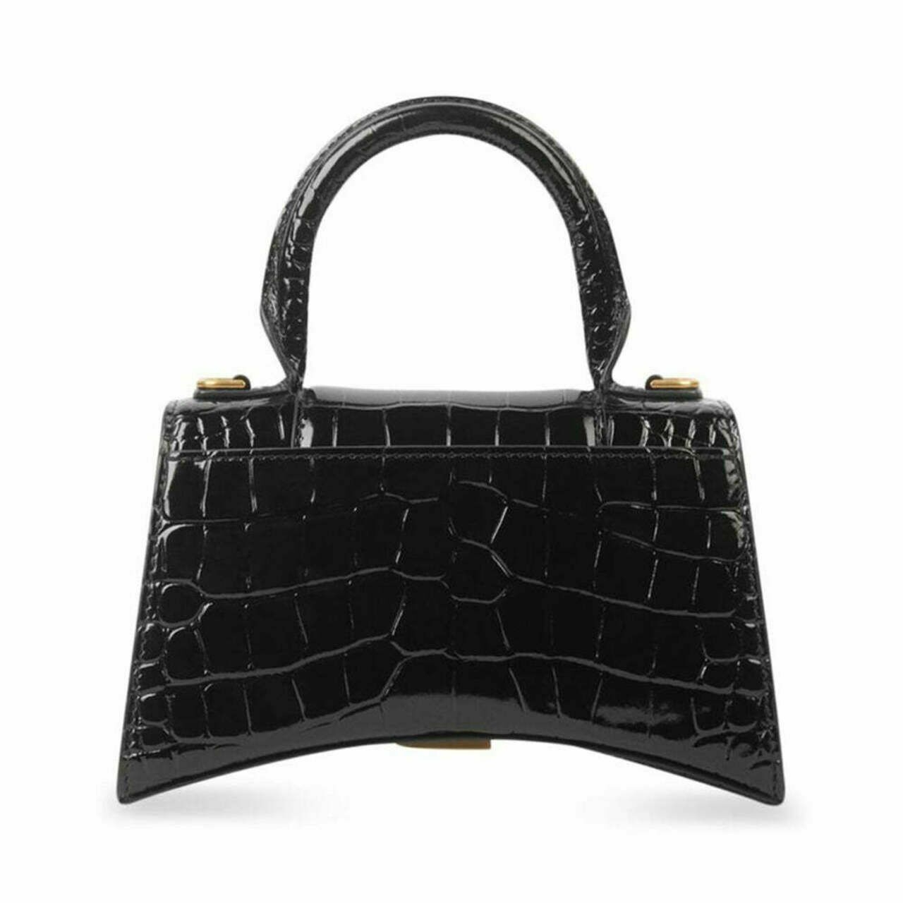 Balenciaga Hourglass Croco XS Top Handle Bag Black Ghw