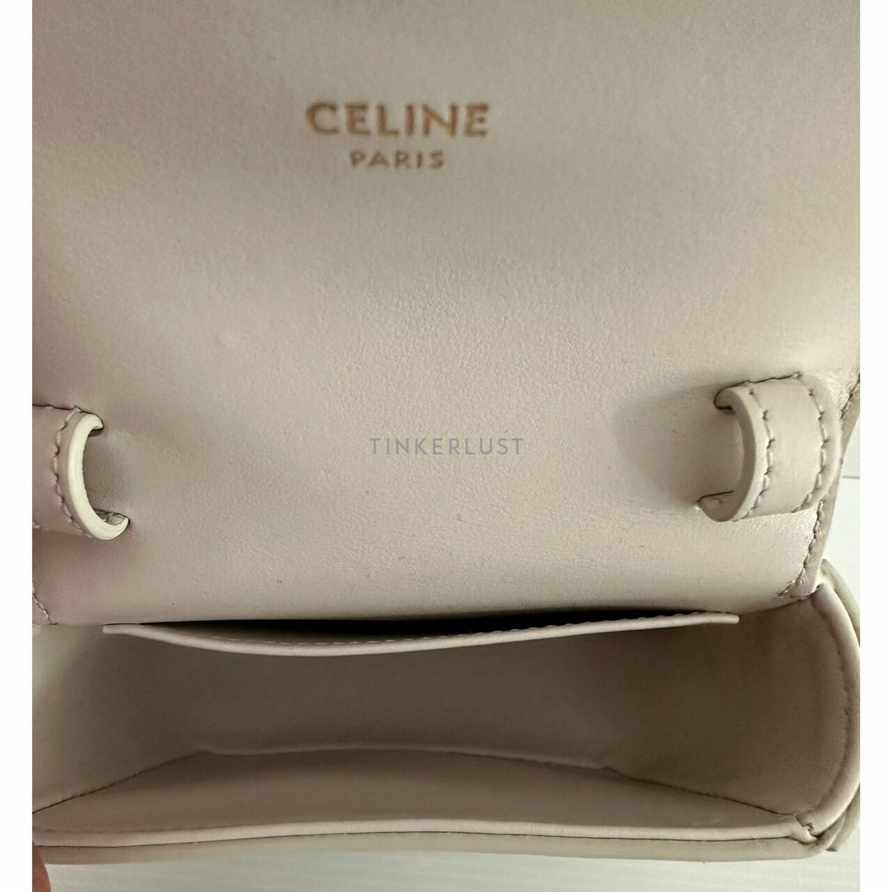 Celine Mini Triomphe Chalk Sling Bag GHW