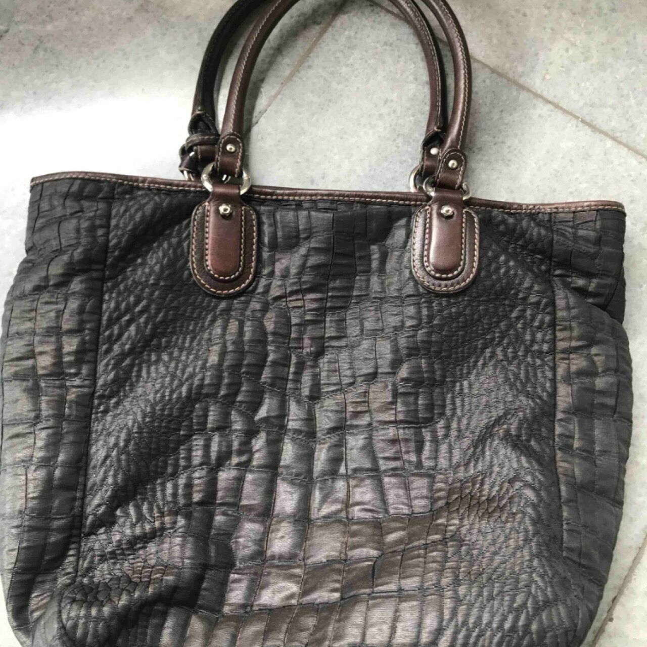 Aigner Brown Stripes Shoulder Bag