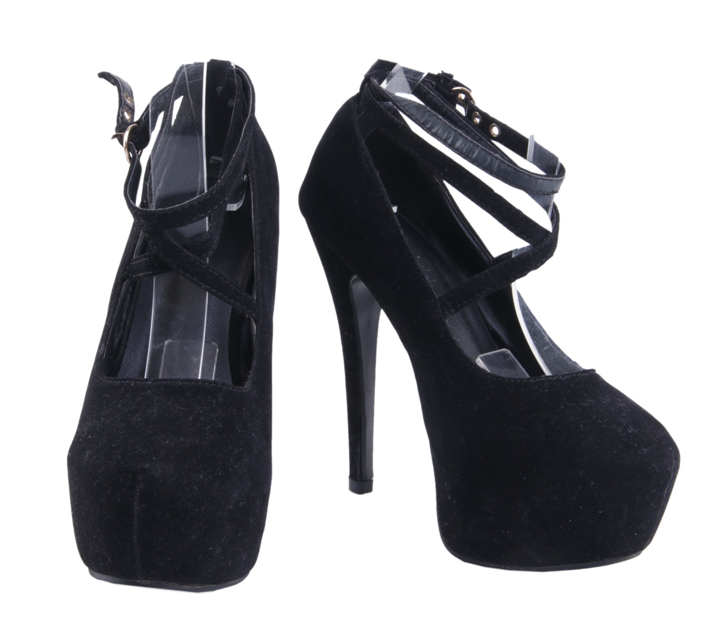 Private Collection Black Platform Pump Strap Heels