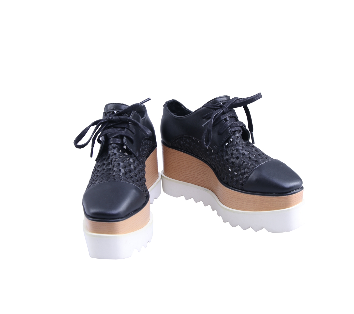 Stella McCartney 3 Tone Elyse Woven Lace-Up Platform Sneakers