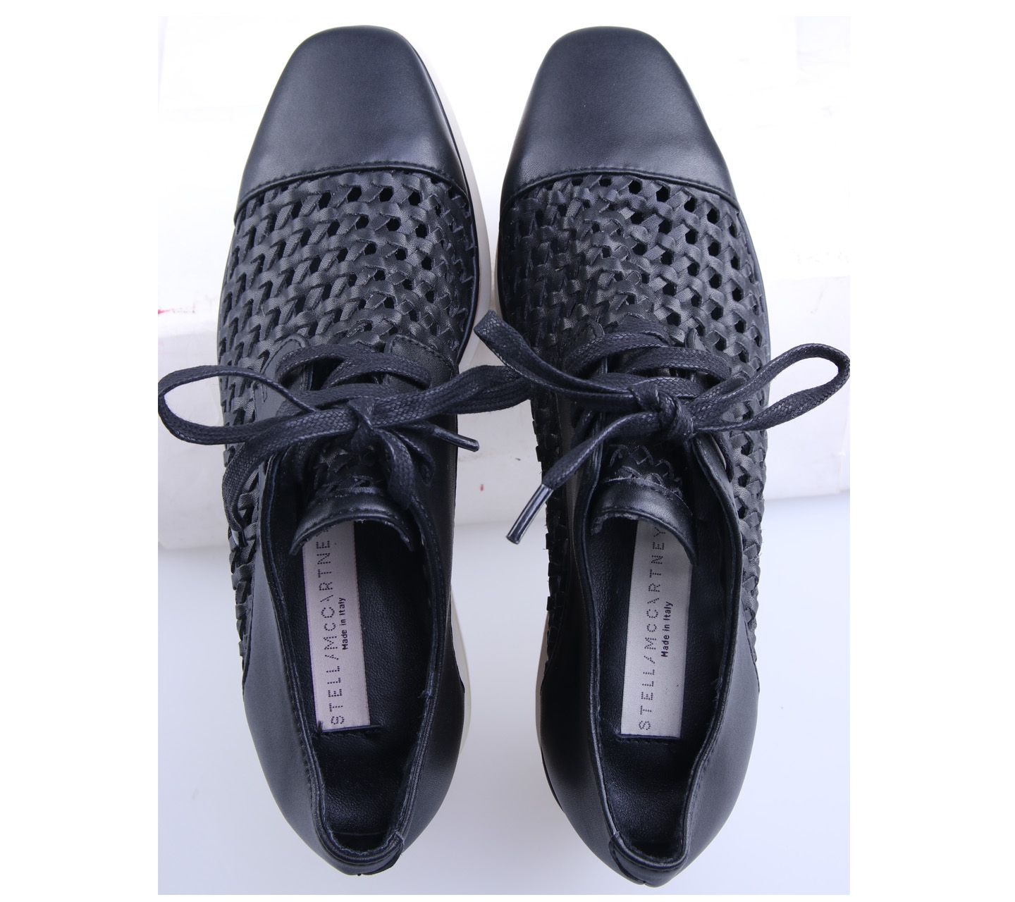 Stella McCartney 3 Tone Elyse Woven Lace-Up Platform Sneakers