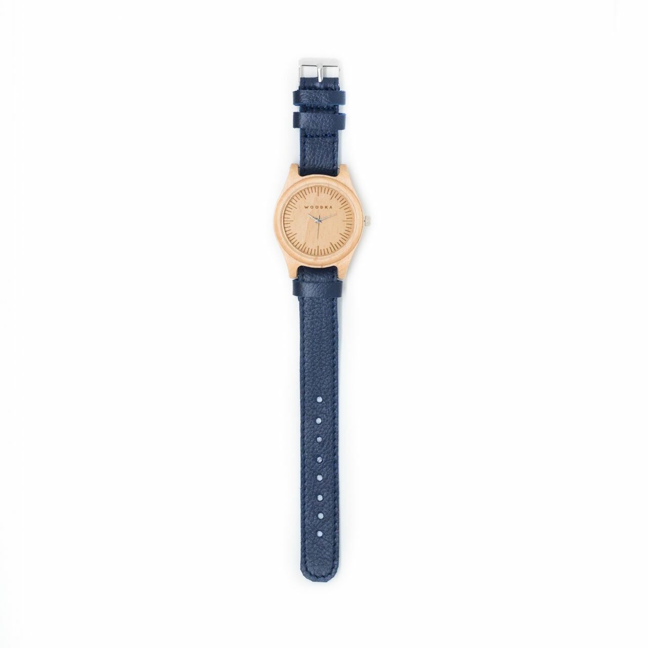 Woodka Loca Maple & Navy Blue Leather Wristwatch