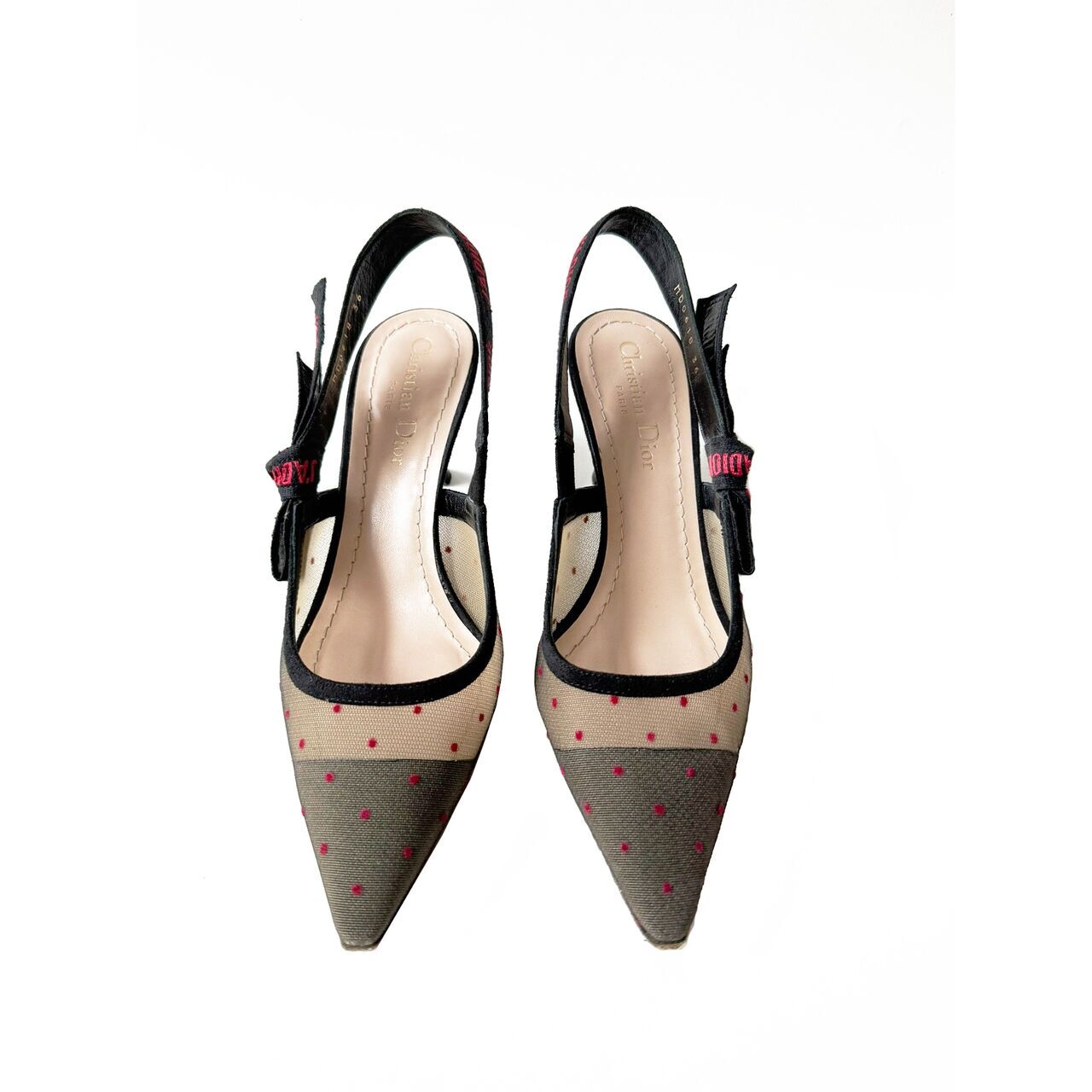 Christian Dior Mesh J'adior Slingback Pumps Black Heels