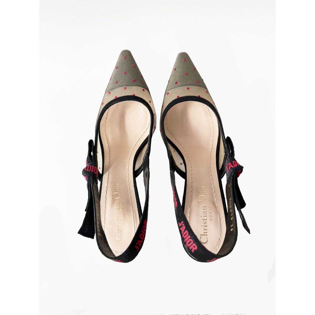 Christian Dior Mesh J'adior Slingback Pumps Black Heels