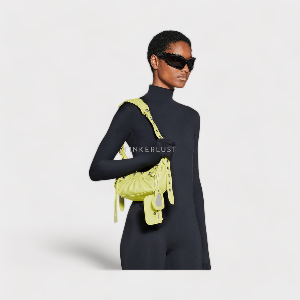 Balenciaga Le Cagole XS Shoulder Bag in Yellow Arena Lambskin SHW