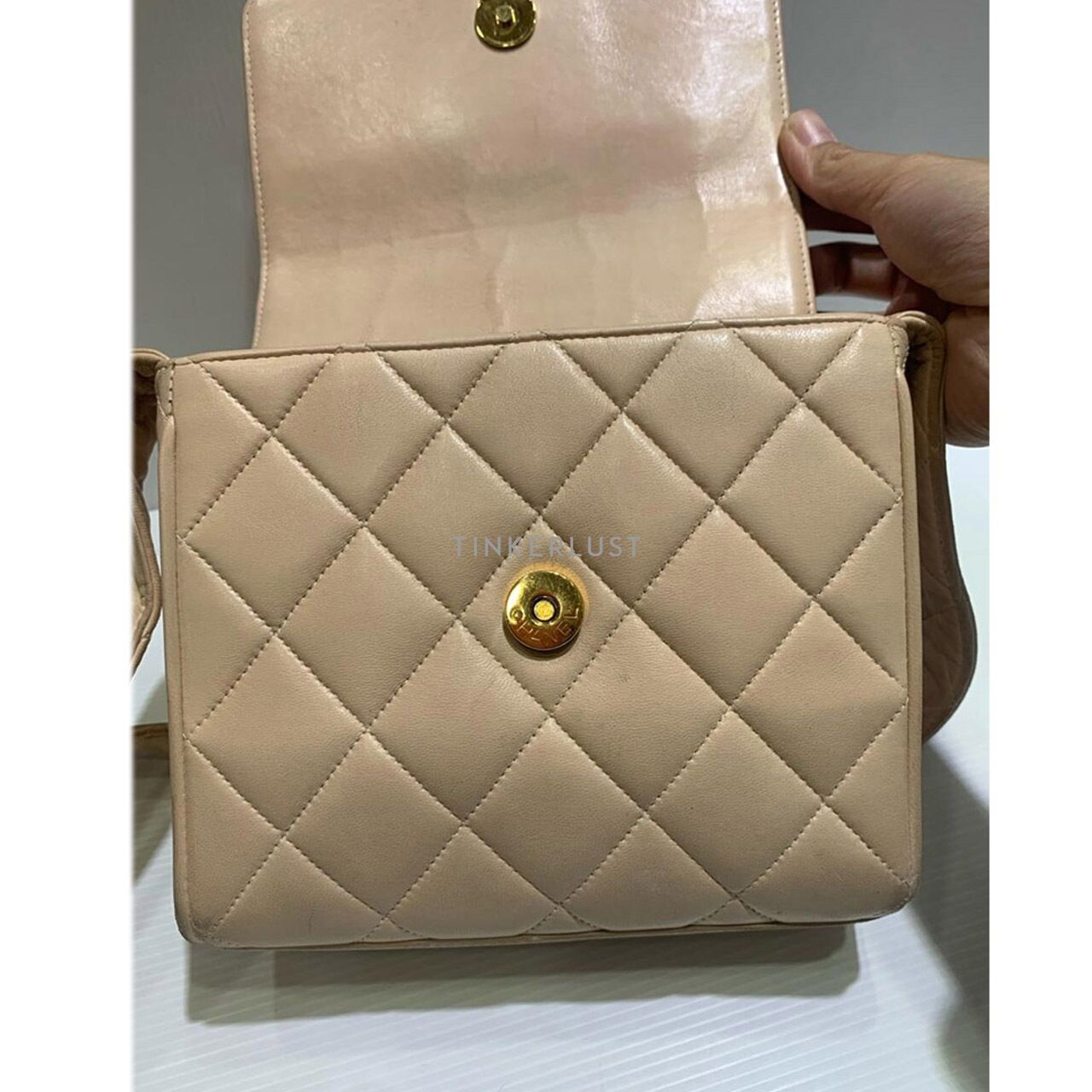 Chanel Vintage Mini Square Calfskin Beige #2 Sling Bag