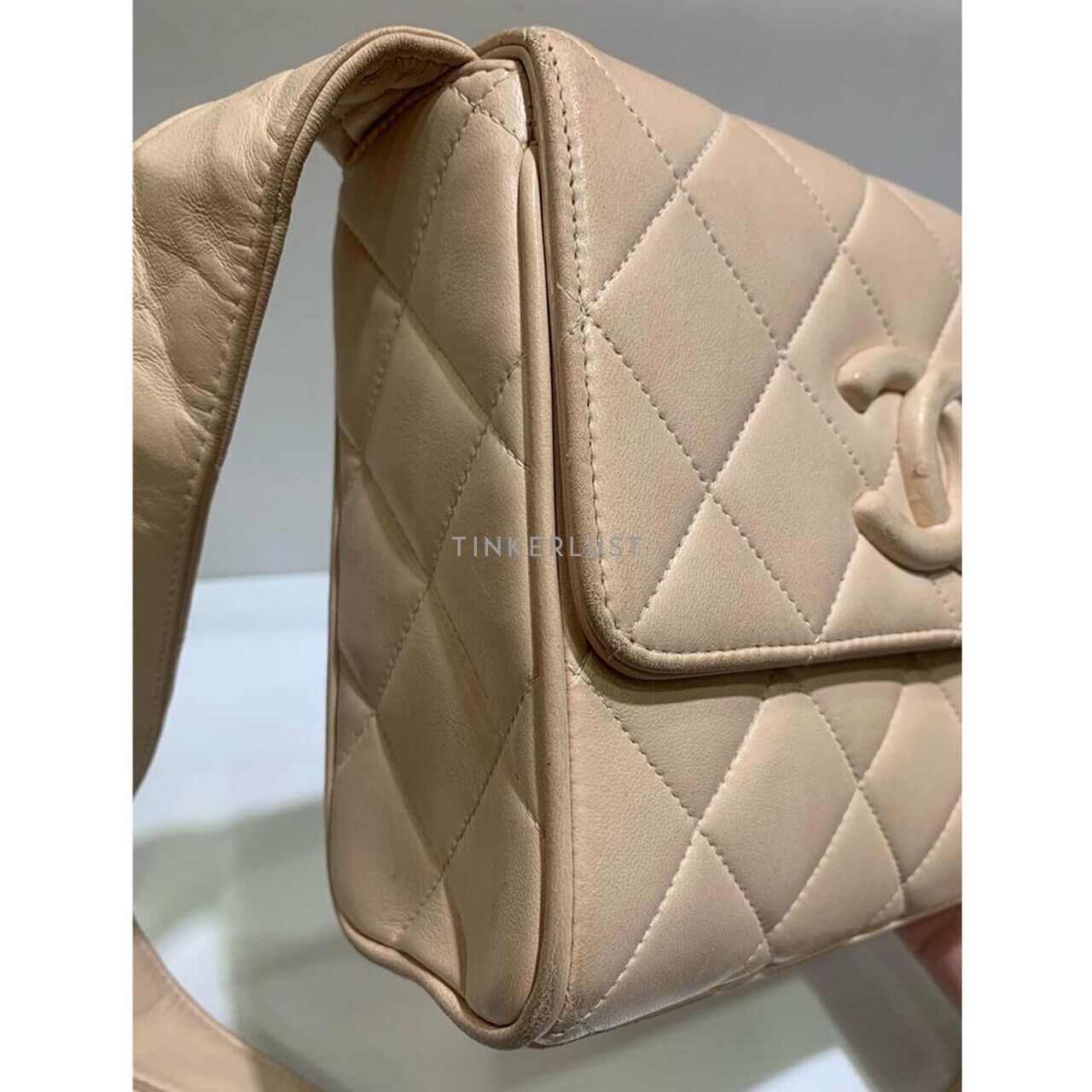 Chanel Vintage Mini Square Calfskin Beige #2 Sling Bag