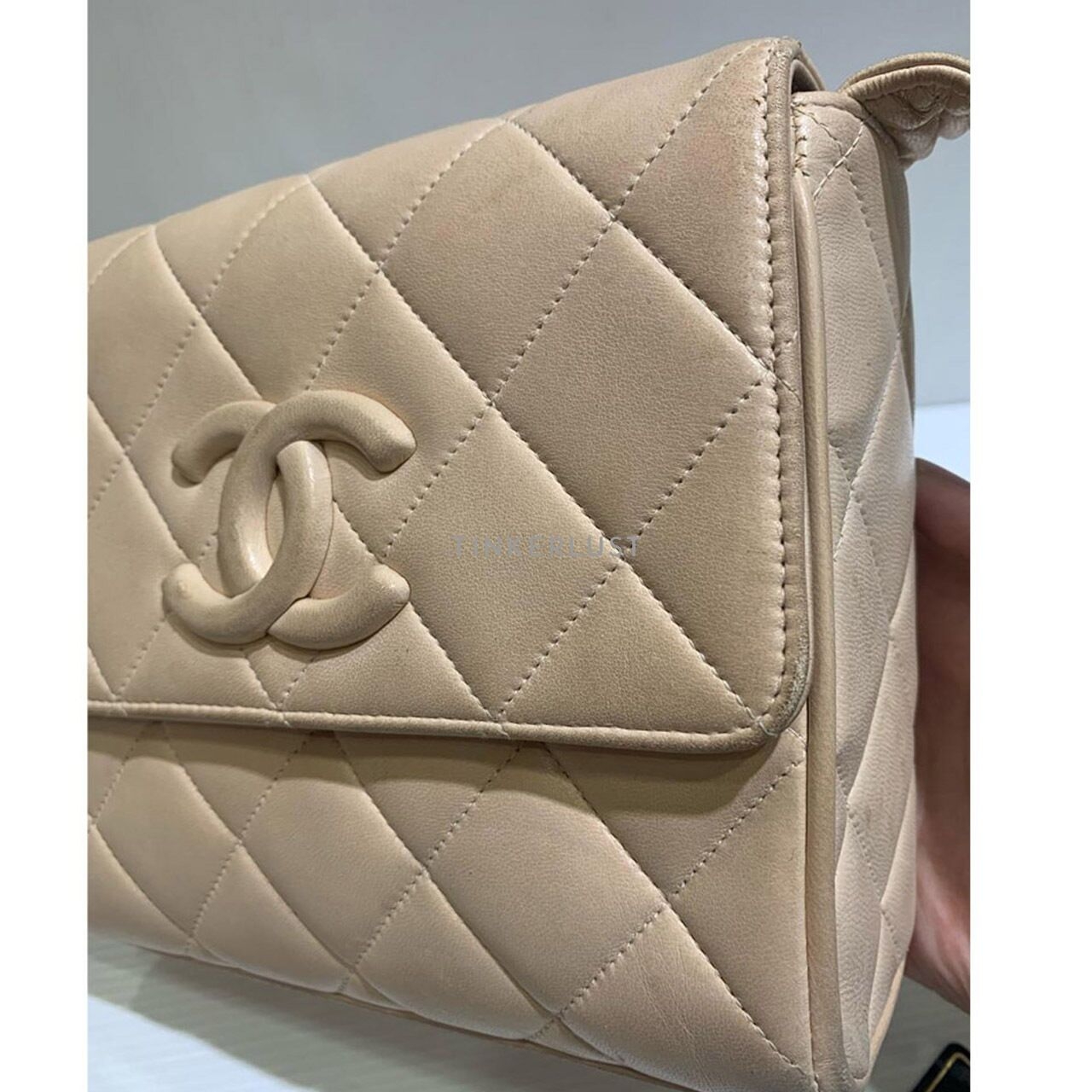 Chanel Vintage Mini Square Calfskin Beige #2 Sling Bag