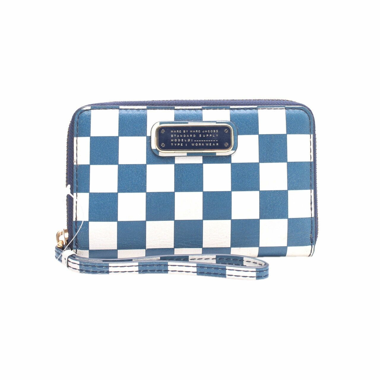 Marc by Marc Jacobs Blue Checkerboard Wingman Wristlet Wallet