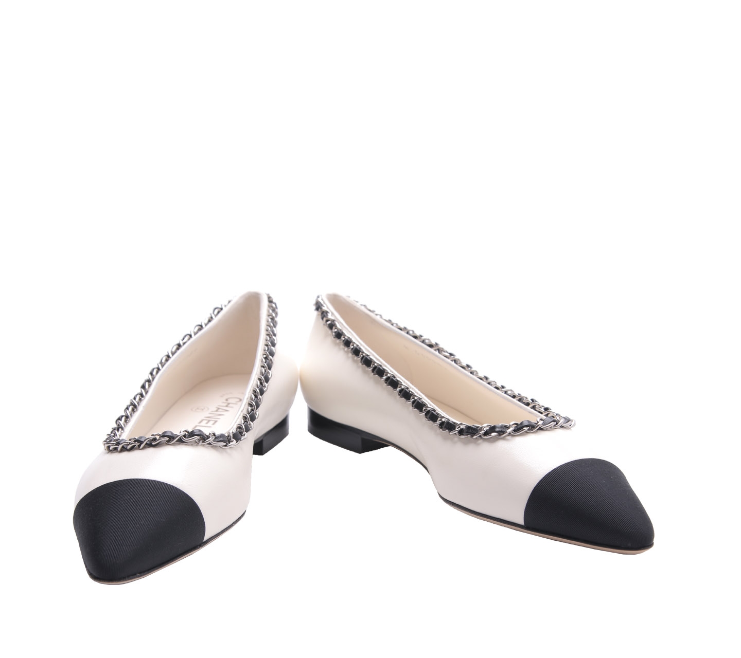 Chanel Off White & Black Flats