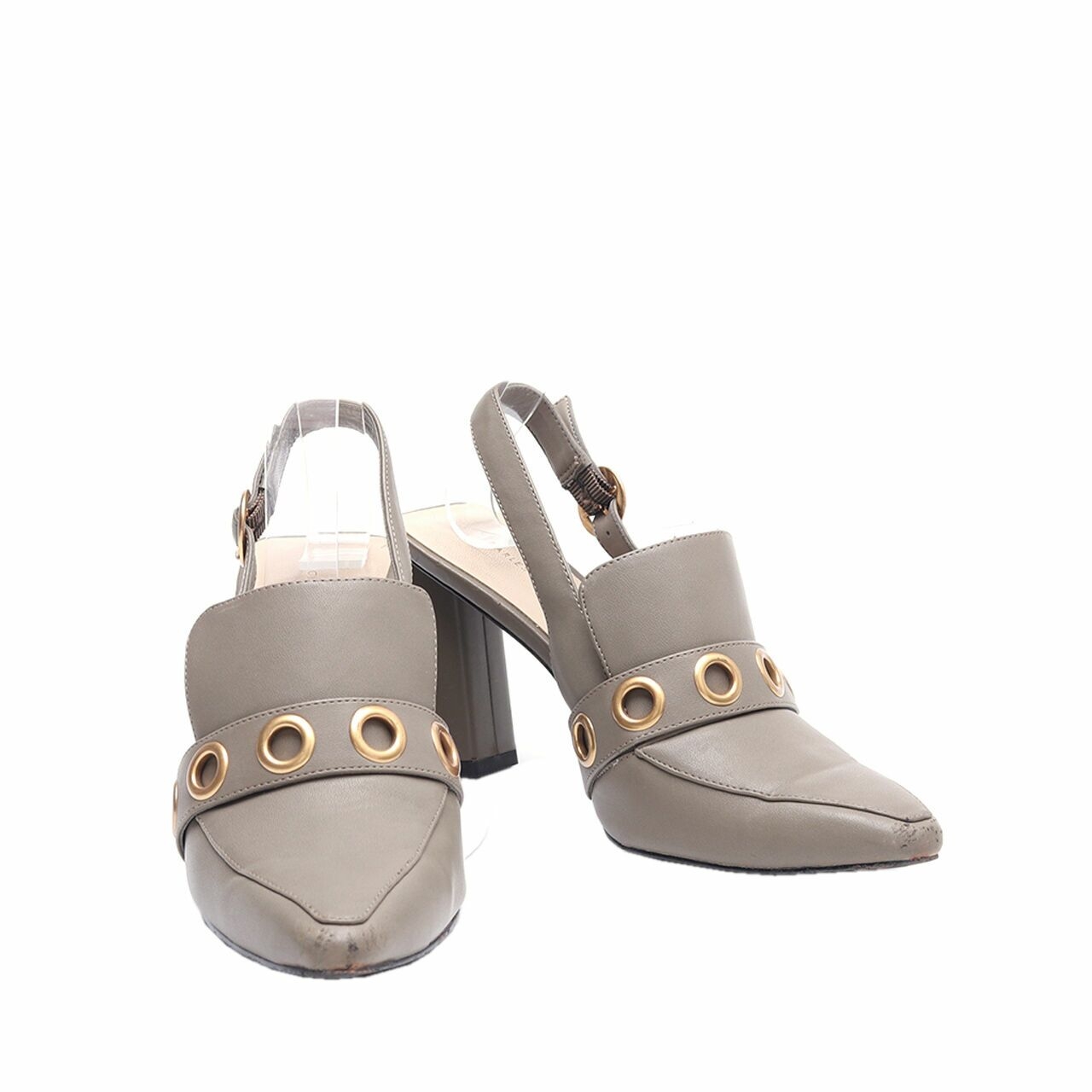 Charles & Keith Olive Mules Strap Heels