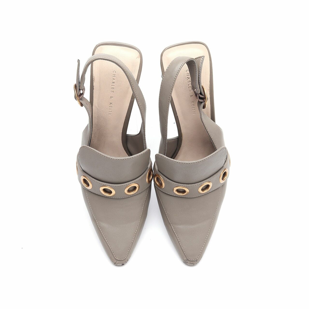 Charles & Keith Olive Mules Strap Heels