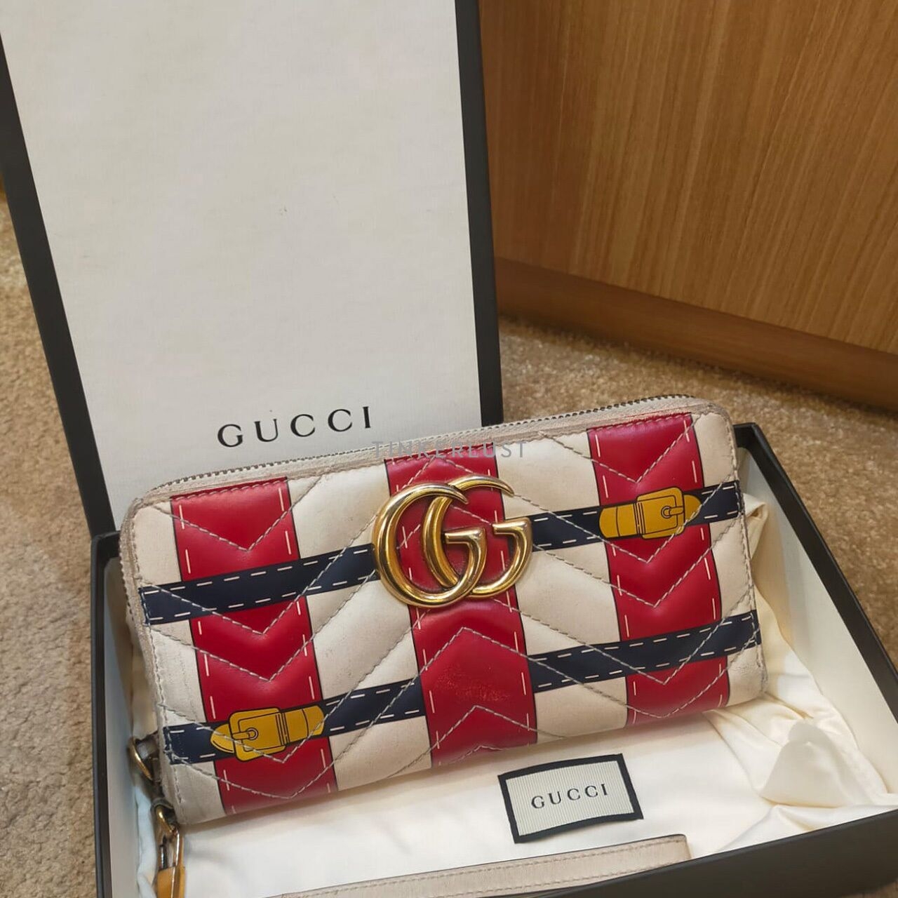 Gucci GG Marmont Multi Leather Trompe L'Oeil Zip Around Wristlet Wallet