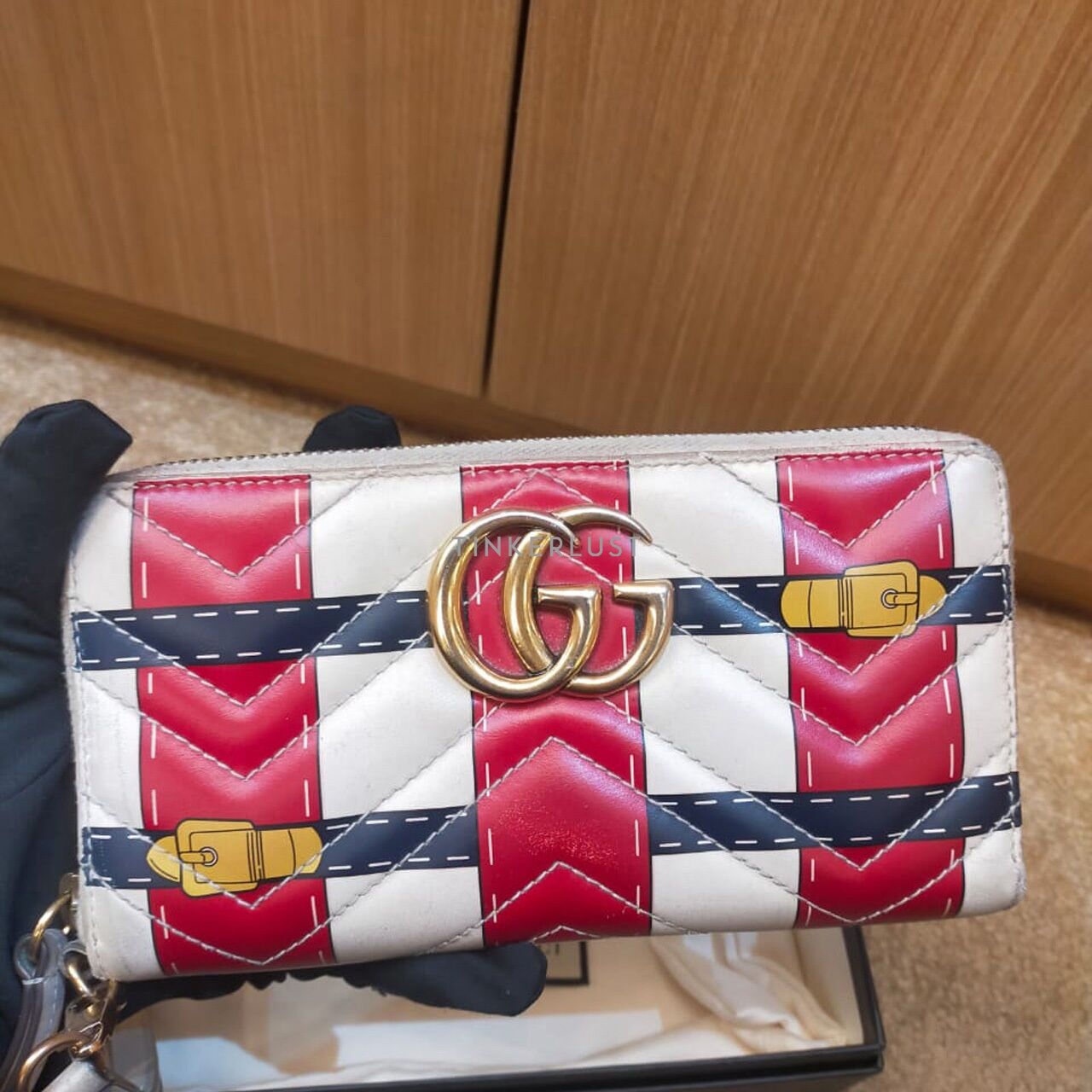 Gucci GG Marmont Multi Leather Trompe L'Oeil Zip Around Wristlet Wallet