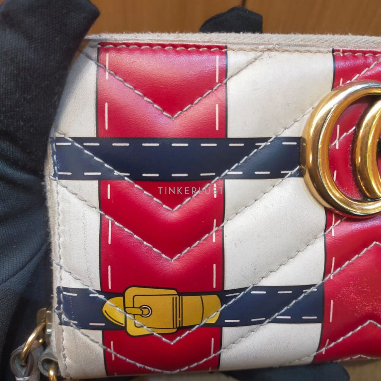 Gucci GG Marmont Multi Leather Trompe L'Oeil Zip Around Wristlet Wallet