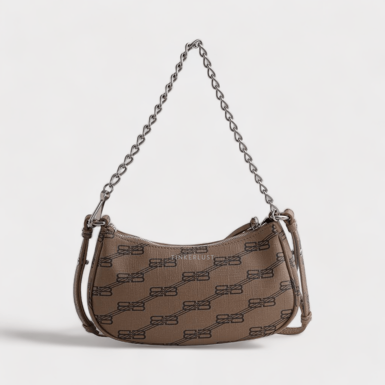 Balenciaga Mini Le Cagole Purse Shoulder Bag in Beige/Brown BB Monogram Coated Canvas SHW