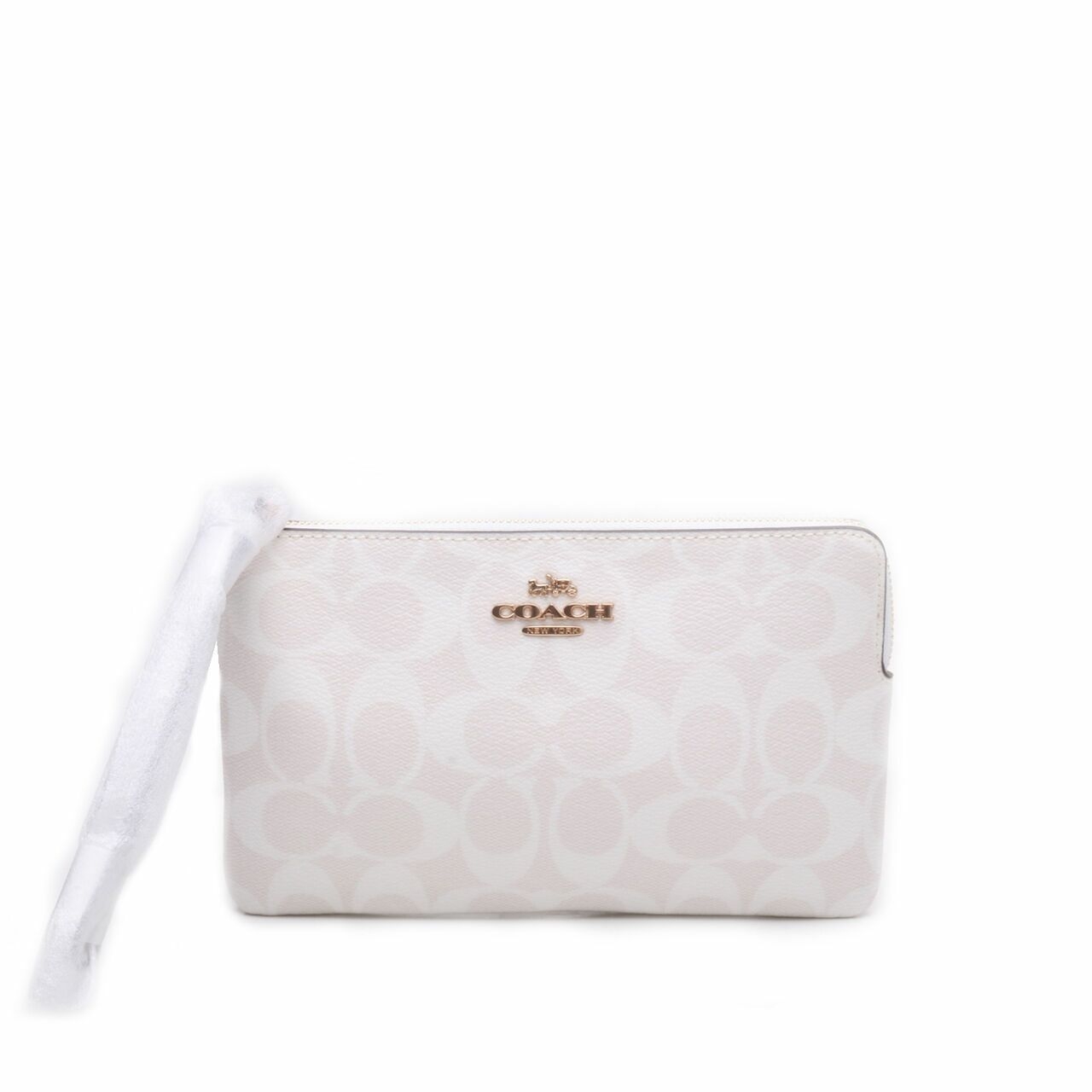 Coach 6648 Signature Large Wristlet Chalk Glacier White Wallet 