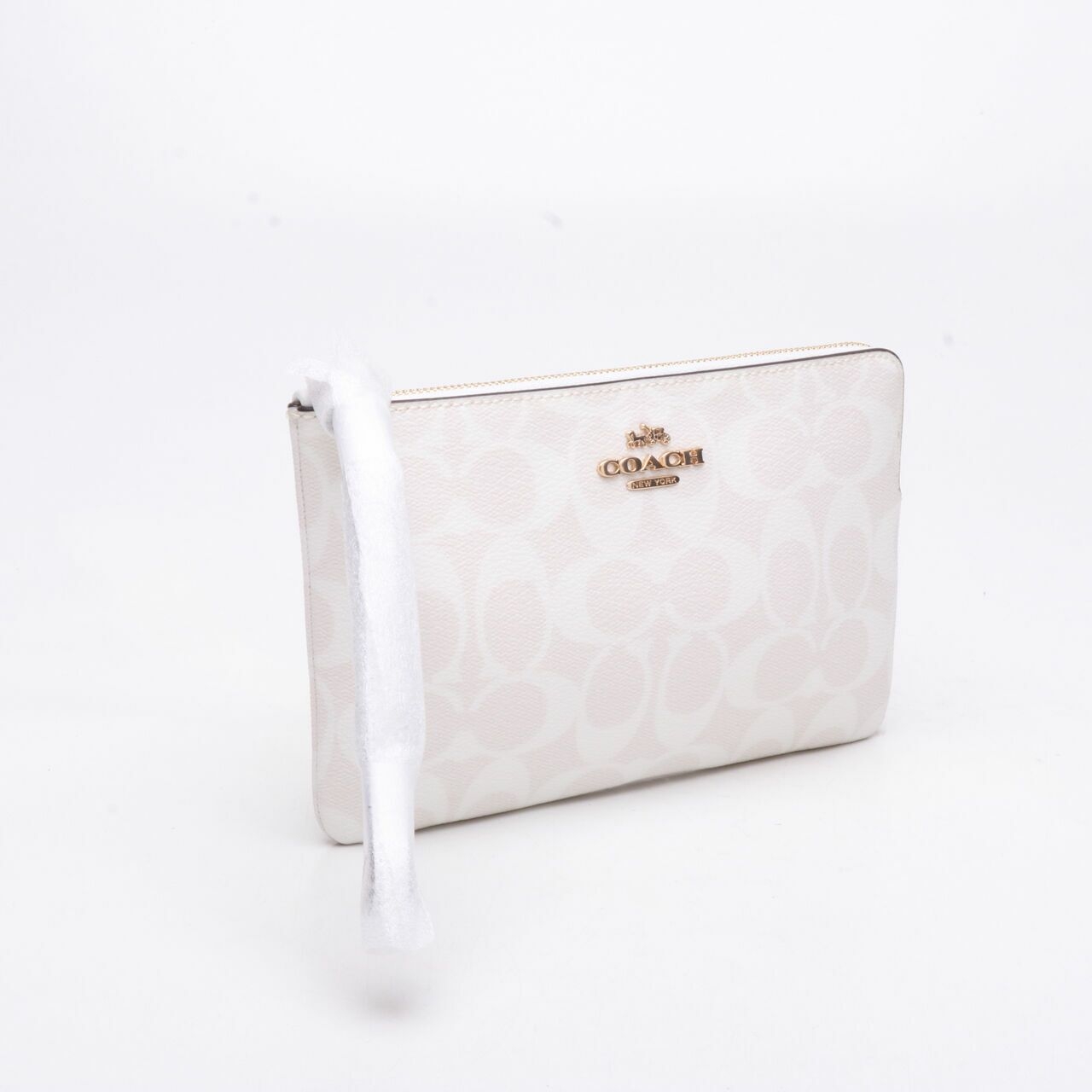 Coach 6648 Signature Large Wristlet Chalk Glacier White Wallet 