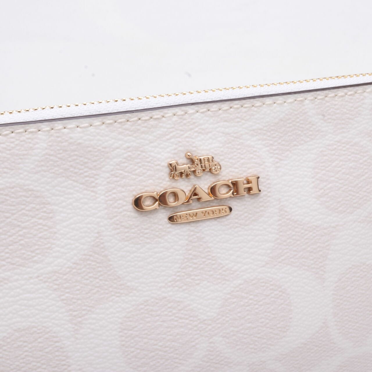 Coach 6648 Signature Large Wristlet Chalk Glacier White Wallet 