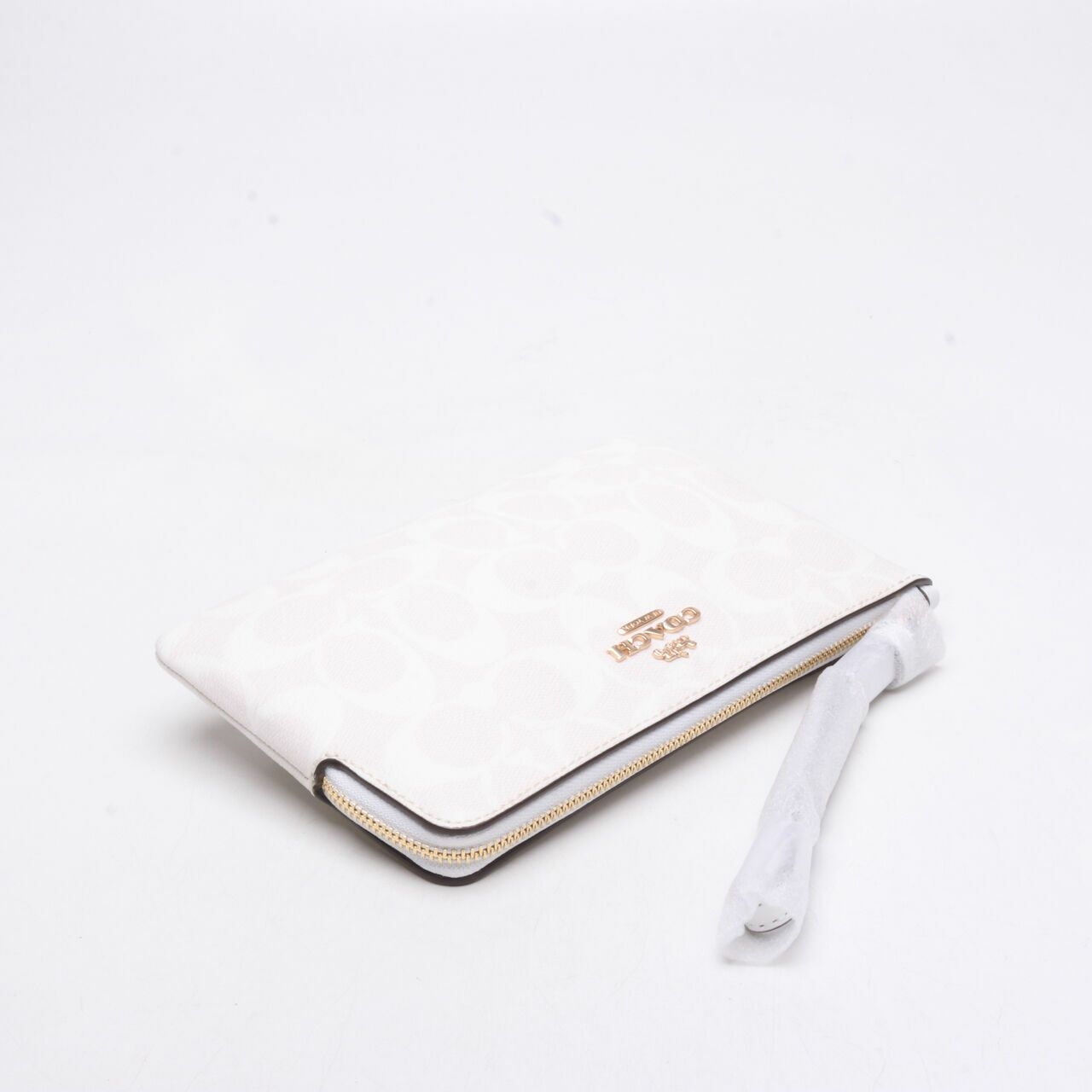 Coach 6648 Signature Large Wristlet Chalk Glacier White Wallet 