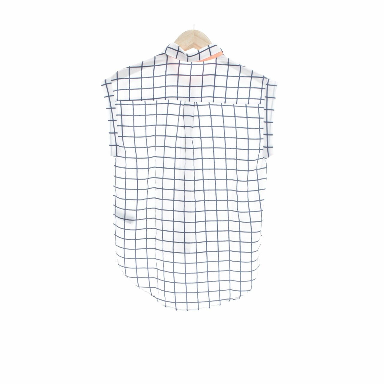 Forever 21 White & Navy Plaid Blouse