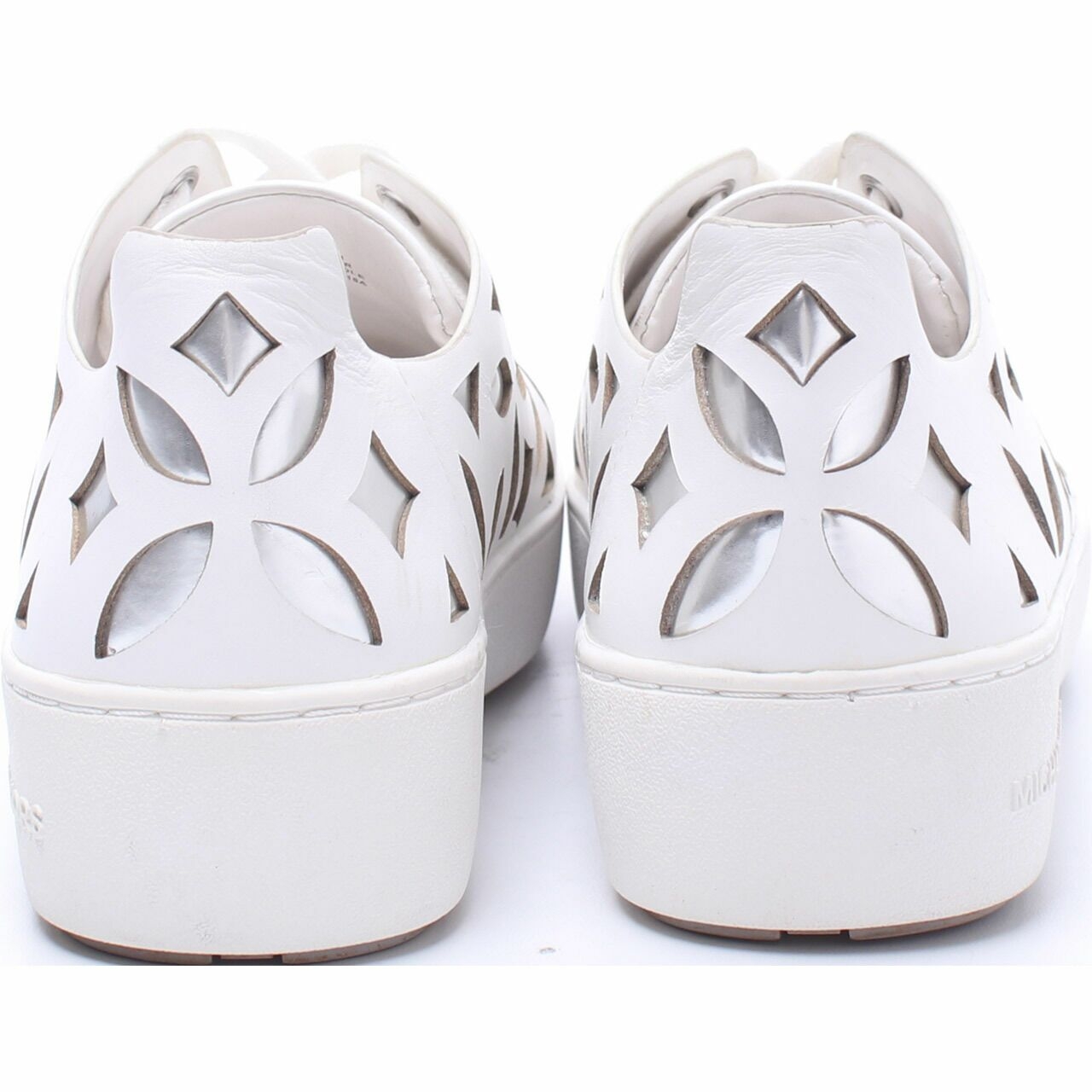 Michael Kors Optic White Nwob "Mimi" Leather In White/Silver Sneakers