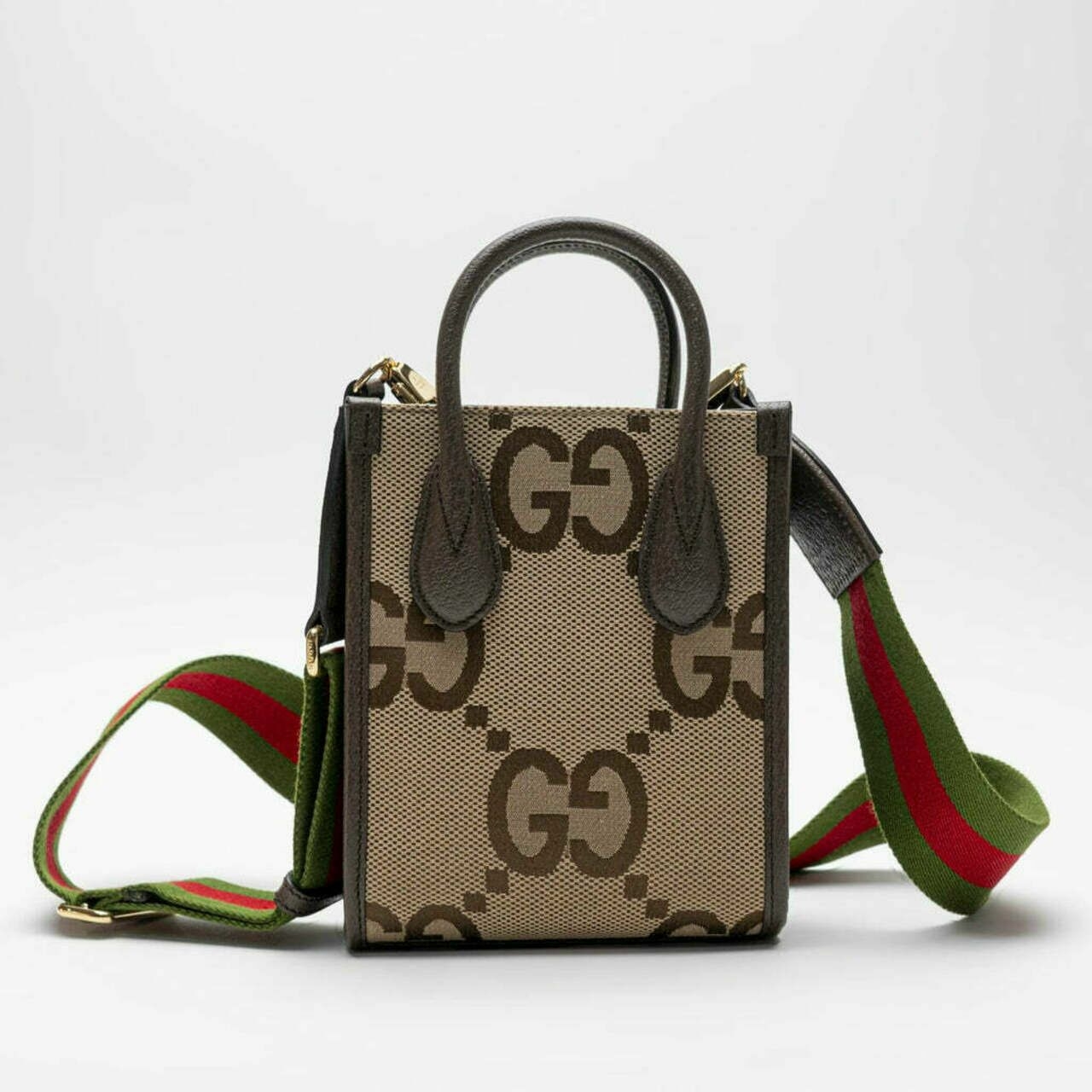 Jumbo GG mini Tote Bag Camel Ebony Brown