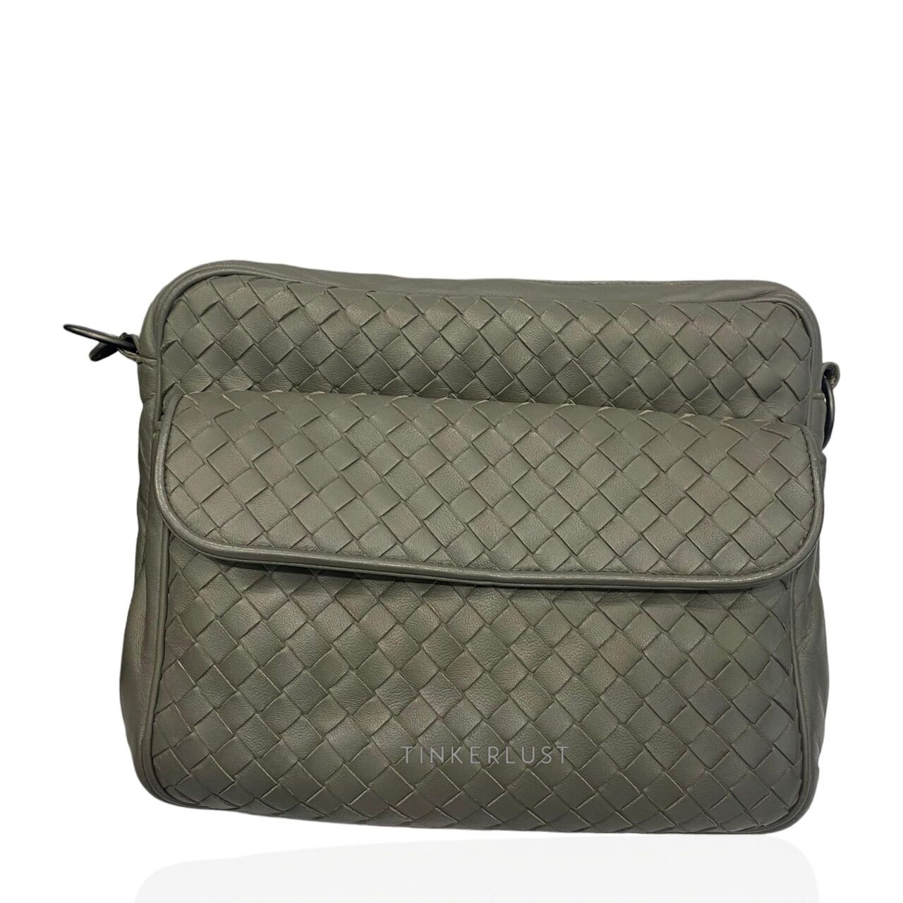 Bottega Veneta Intrecciato Leather Grey SHW Sling Bag