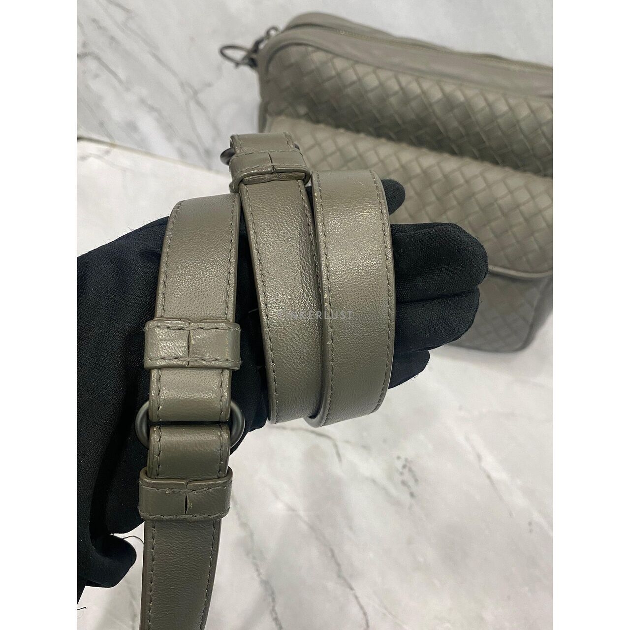 Bottega Veneta Intrecciato Leather Grey SHW Sling Bag