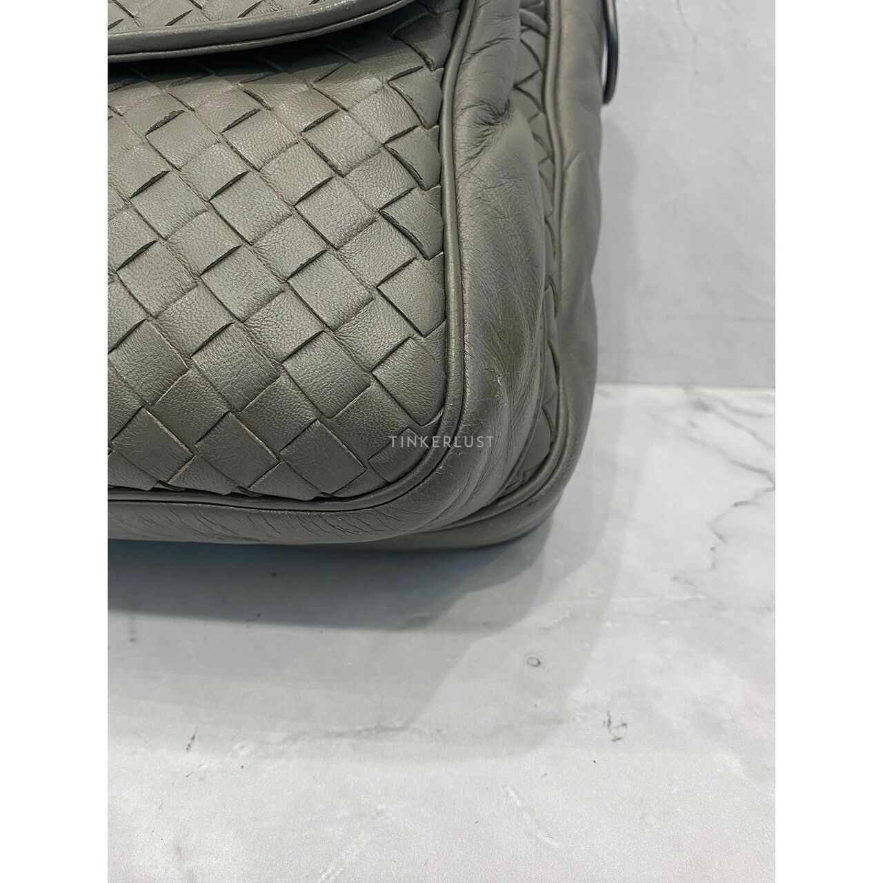 Bottega Veneta Intrecciato Leather Grey SHW Sling Bag