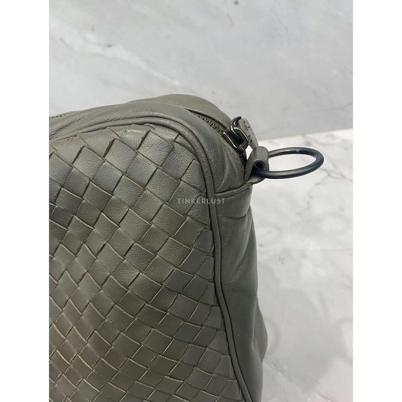 Bottega Veneta Intrecciato Leather Grey SHW Sling Bag