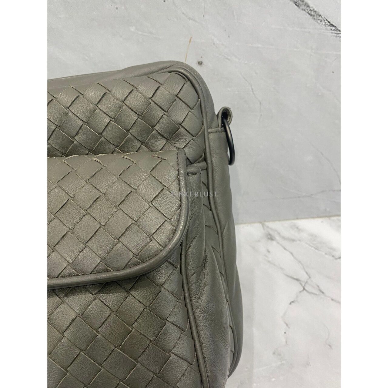 Bottega Veneta Intrecciato Leather Grey SHW Sling Bag