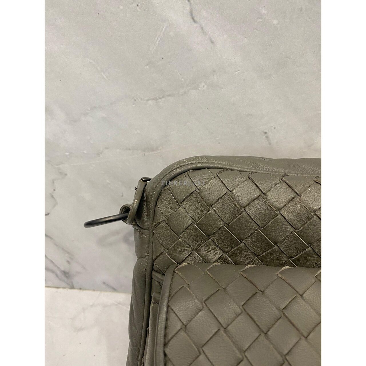 Bottega Veneta Intrecciato Leather Grey SHW Sling Bag