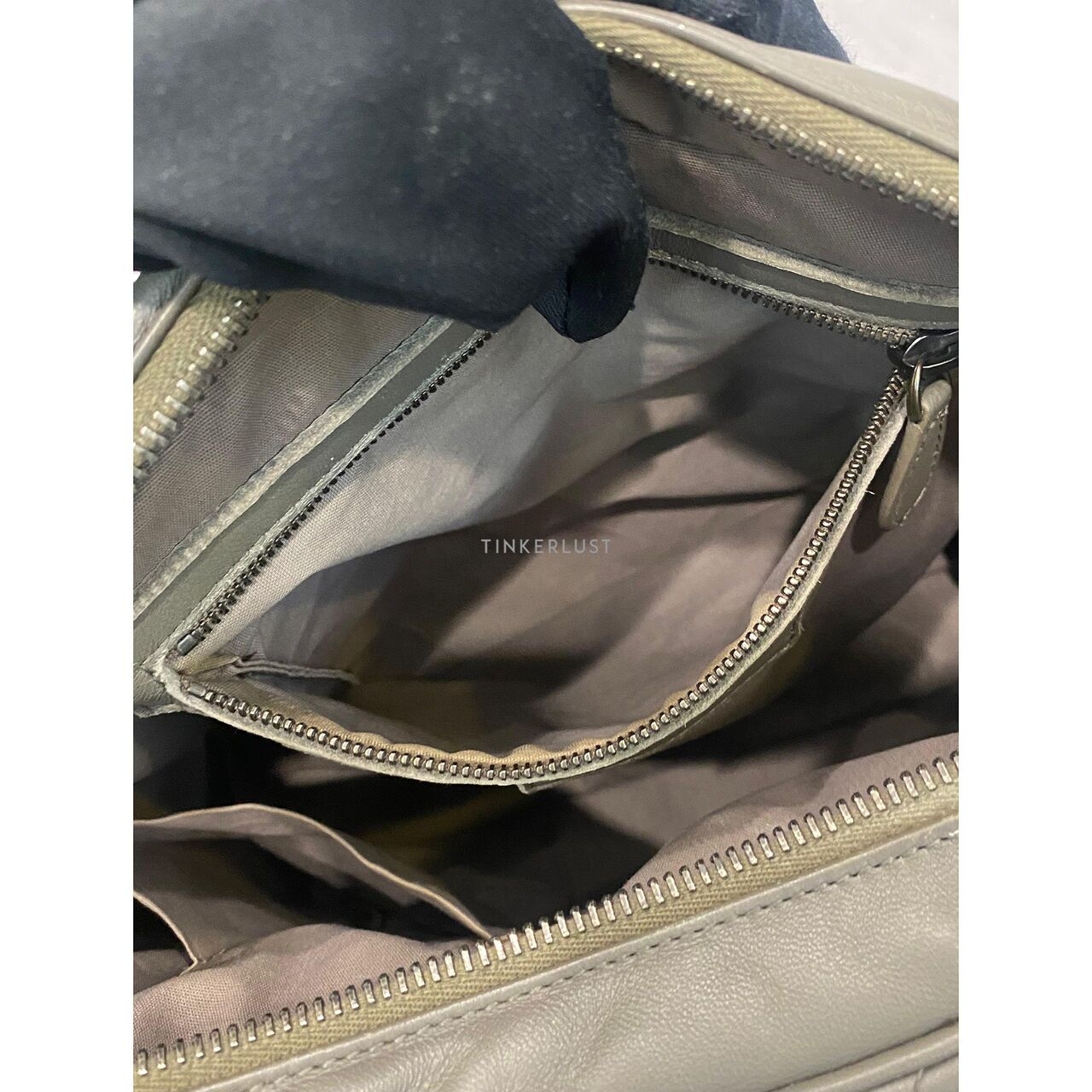 Bottega Veneta Intrecciato Leather Grey SHW Sling Bag