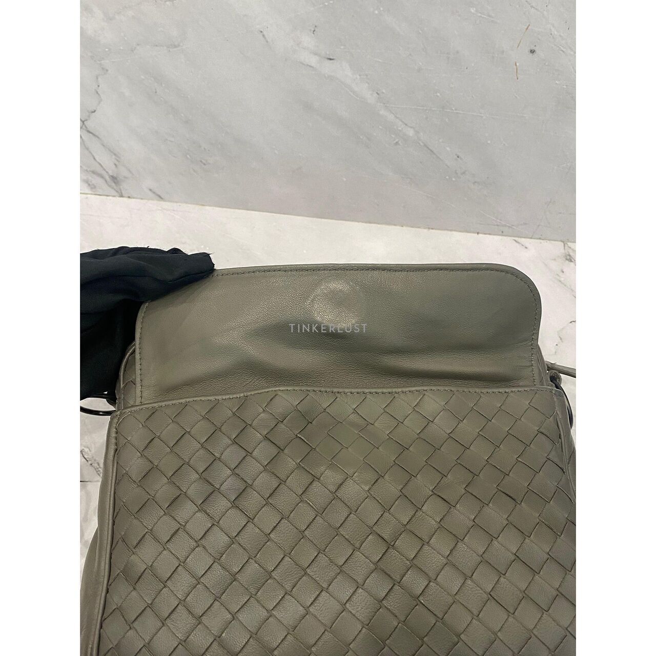 Bottega Veneta Intrecciato Leather Grey SHW Sling Bag