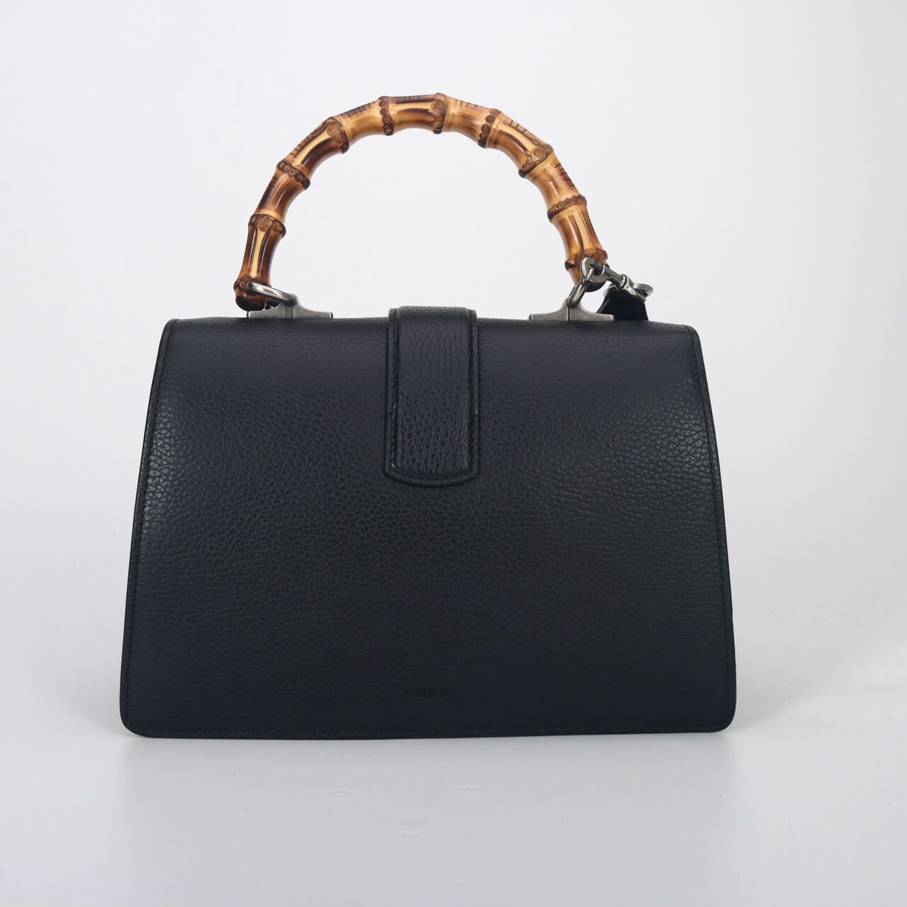 Gucci Pebbled Calfskin Bamboo Web Medium Dionysus Top Handle Bag Black Satchel Bag