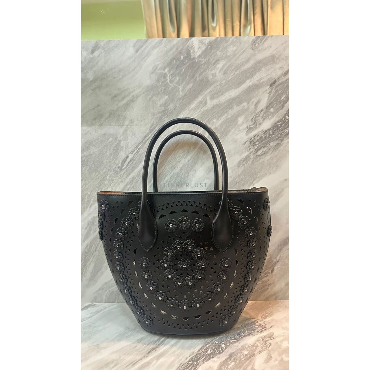 Alaia Mina Flower Black SHW Satchel