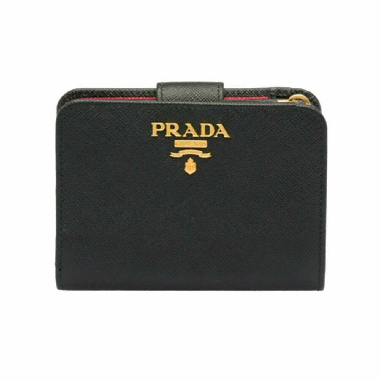 Prada Small Saffiano Leather Wallet Pink Internal Pocket Black Ghw