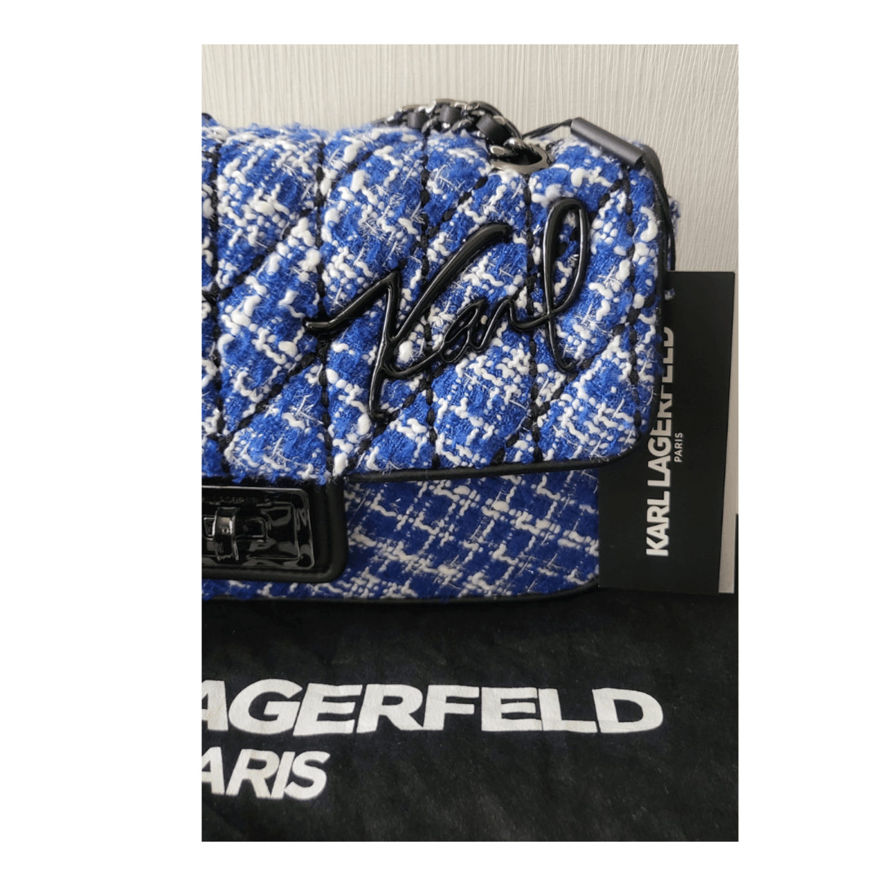 Karl Lagerfeld Blue Tweed Shoulder Bag
