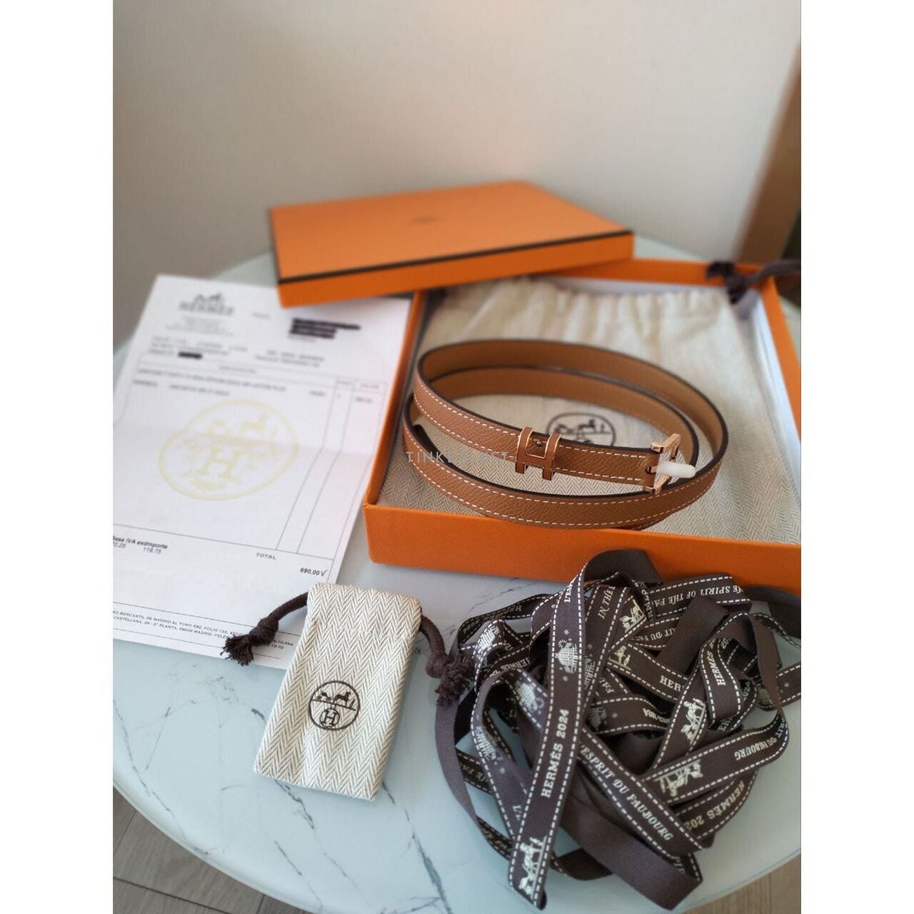 Hermes H Pop in Gold RGHW 85 Belt