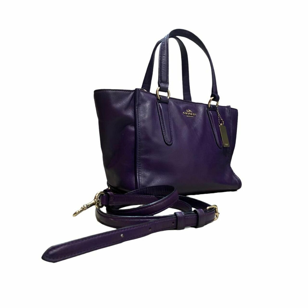 Coach Crosby Carryall 21 In Crossgrain Leather Purple