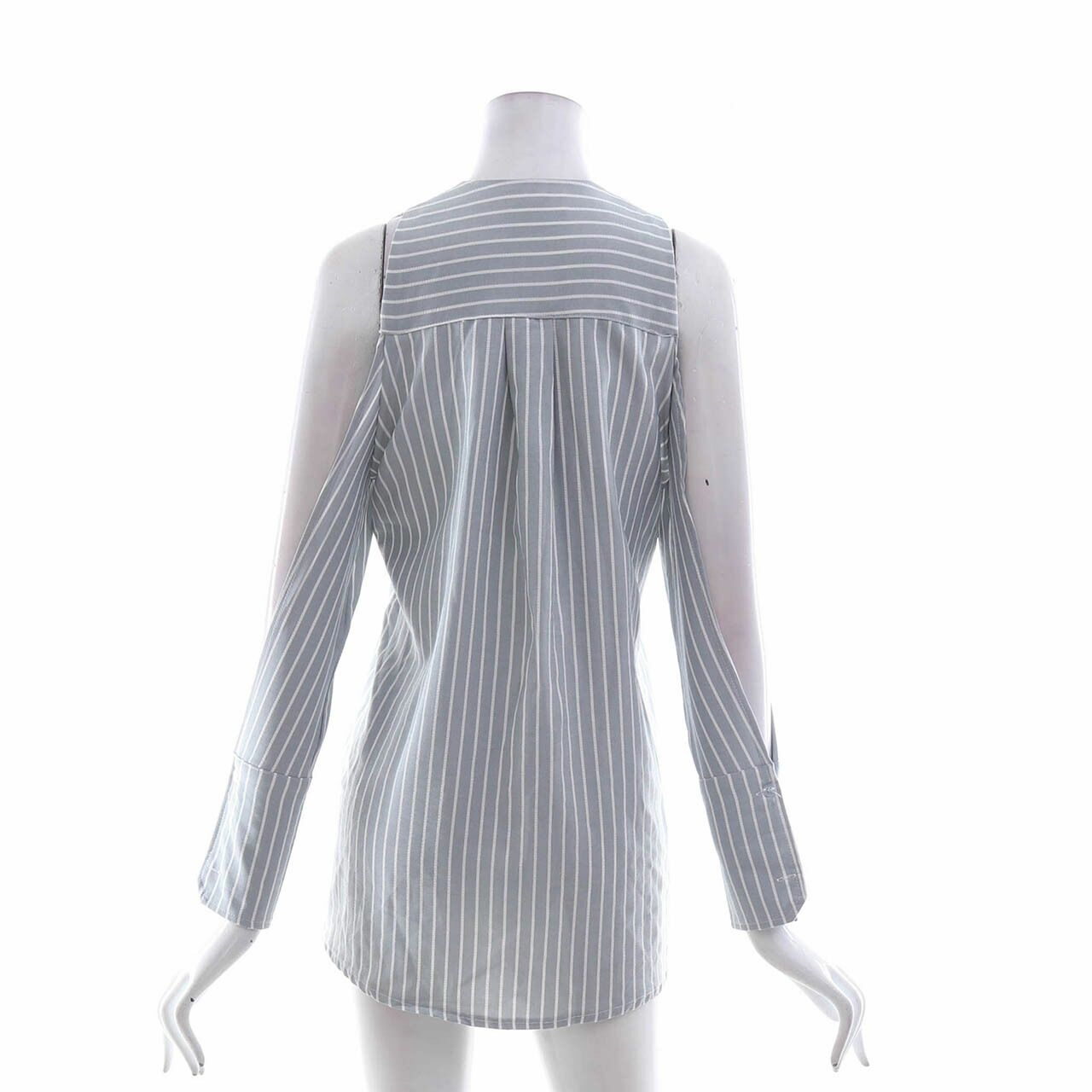 Private Collection Grey Stripes Cold Shoulder Blouse