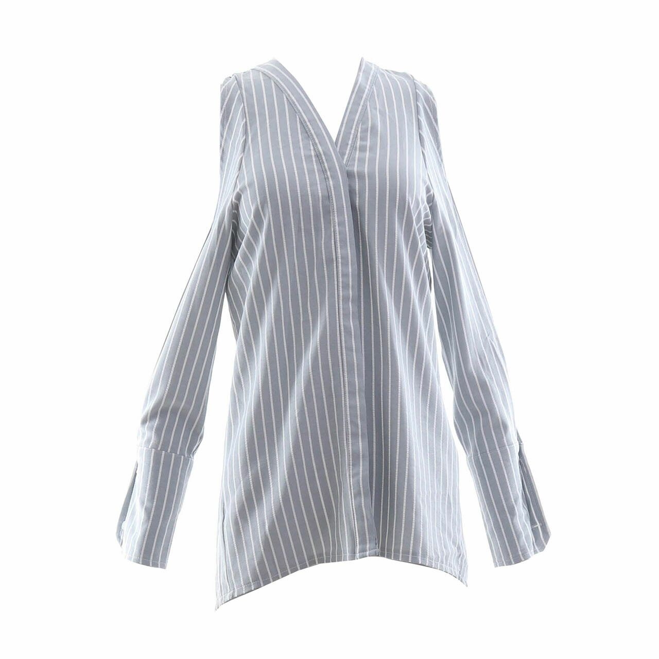 Private Collection Grey Stripes Cold Shoulder Blouse